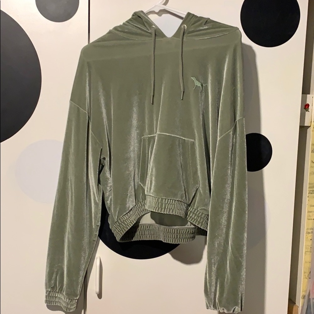 Velvet Cropped Pink VS Hoodie